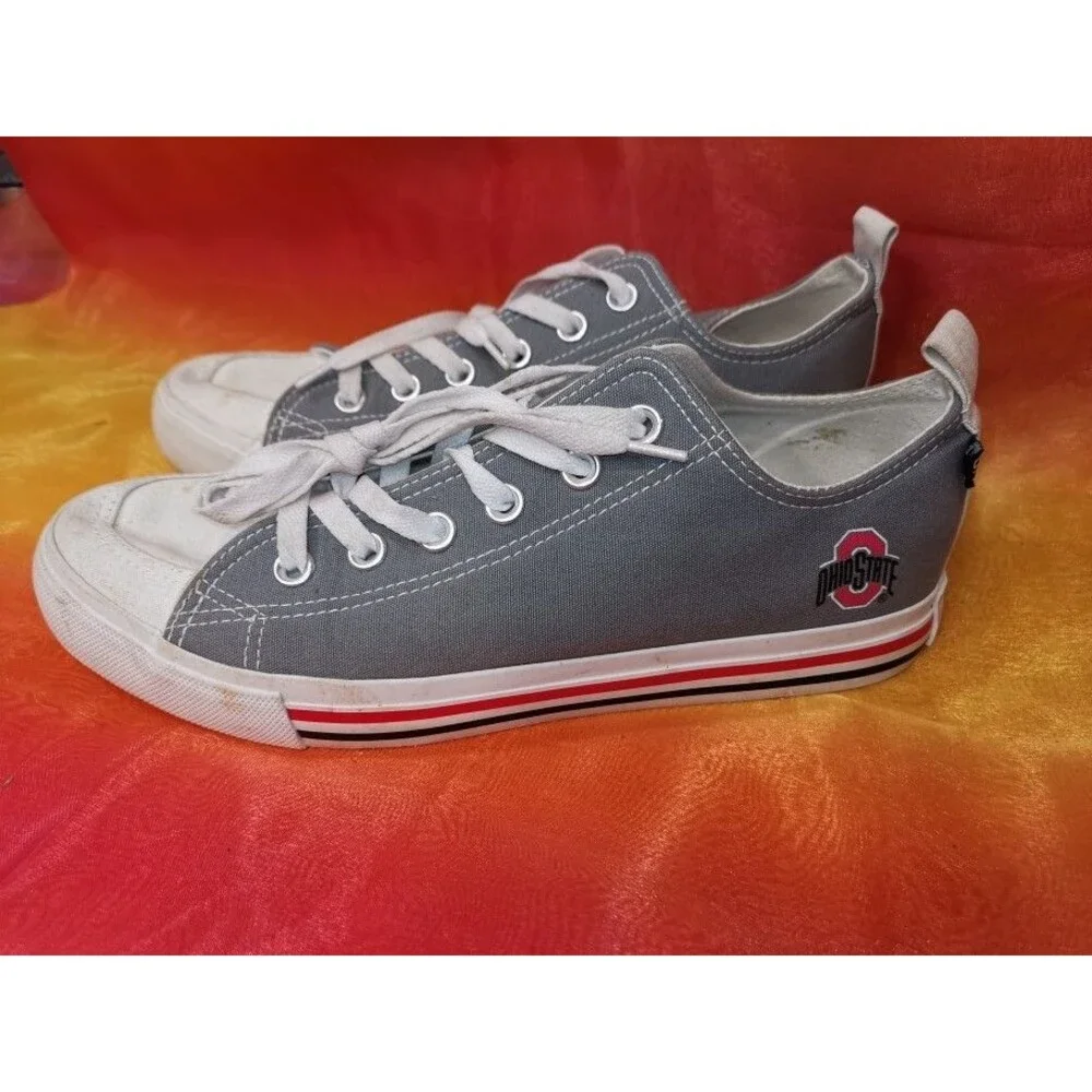 SKICKS Ohio State Low Top Gray Canvas Sneakers Men’s 7 Women’s 9